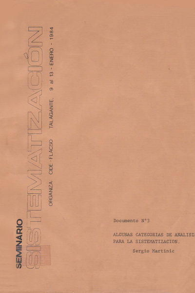 Algunas categorías de análisis para la sistematización