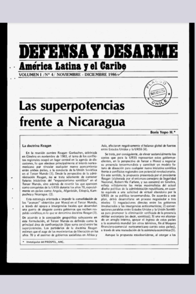 Defensa y Desarme - América Latina y el Caribe, Vol. I, N°4, noviembre-diciembre 1986