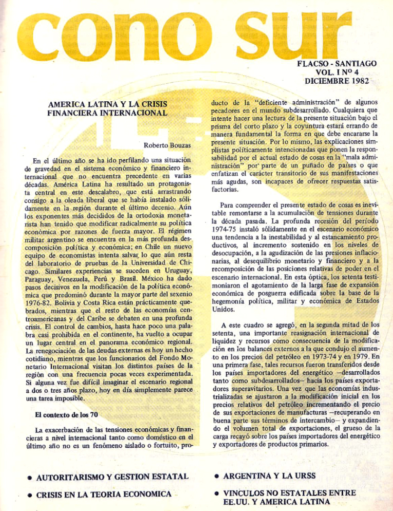 Cono Sur, Vol. I, N°4, diciembre 1982